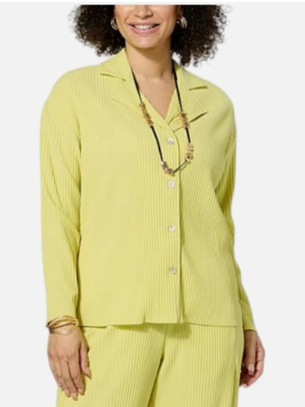 Wynne Layers Pleated Knit Button-Down Jacket Pear - Small - NIP